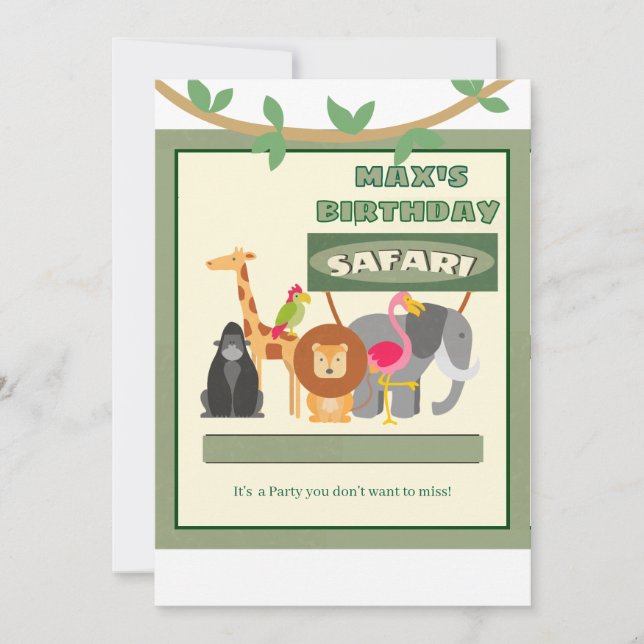 Barn Personlig Safari-inbjudan Inbjudningar (Framsida)