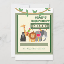 Barn Personlig Safari-inbjudan