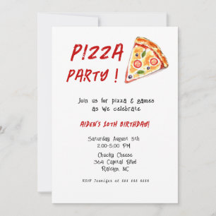 Barn PIZZA Födelsedagsfest Inbjudningar