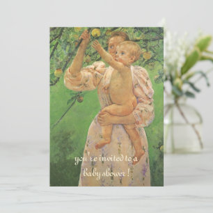 Barn Plockar Frukt av Cassatt Vintage Bebis Shower Inbjudningar
