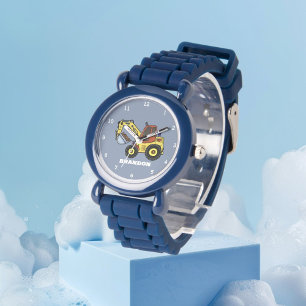 Barn Pojkar Konstruktion Grävmaskin Grävare Namn Armbandsur