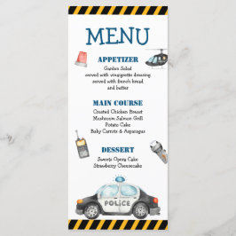 Barn Police Födelsedagsfest Menu Meny
