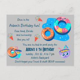 Barn pool fest födelsedag vykort