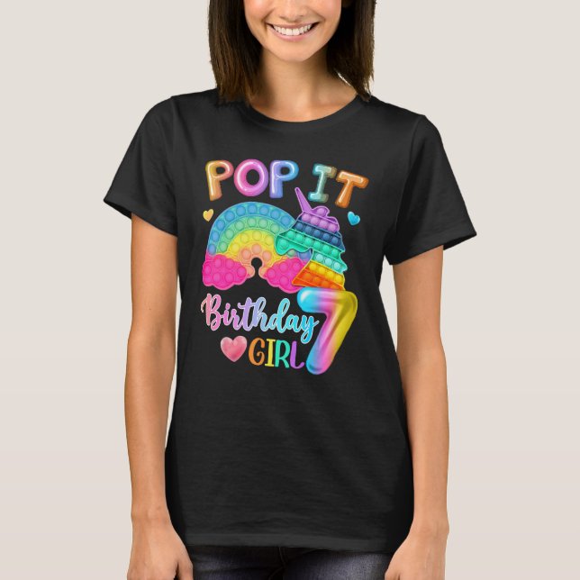 Barn pop det födelsedagsflicka 7 för 7 år gamla fl t shirt (Framsida)