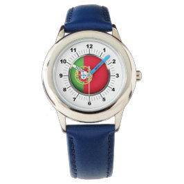 Barn Portugal Flagga Blue Leather Strap Watch Armbandsur
