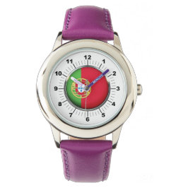 Barn Portugal Flagga Leather Strap Watch Armbandsur