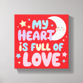 Barn Positivt Självförtroende Mitt Hjärta Fullt av Canvastryck