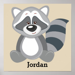 Barn Poster Cute Woodland Raccoon