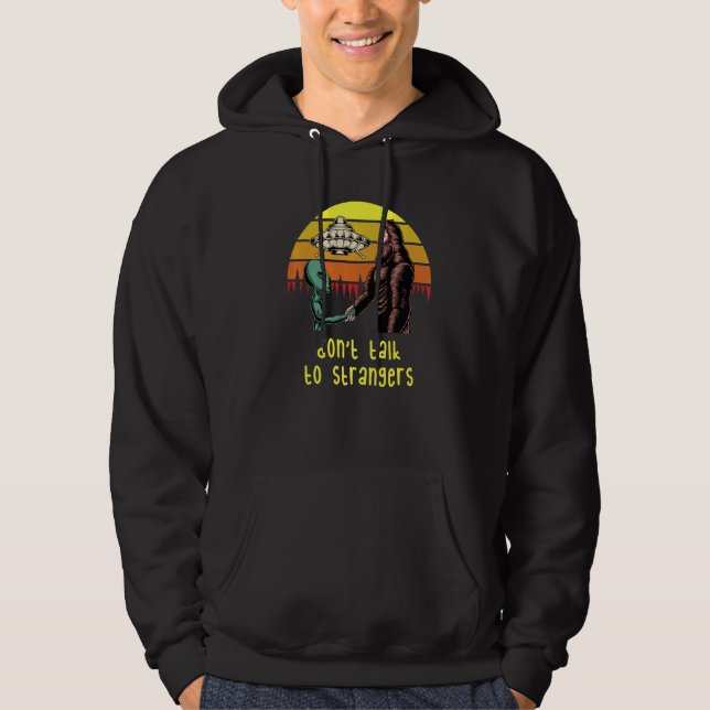 Barn pratar inte med rymden Alien Strangers Funny  Hoodie (Framsida)