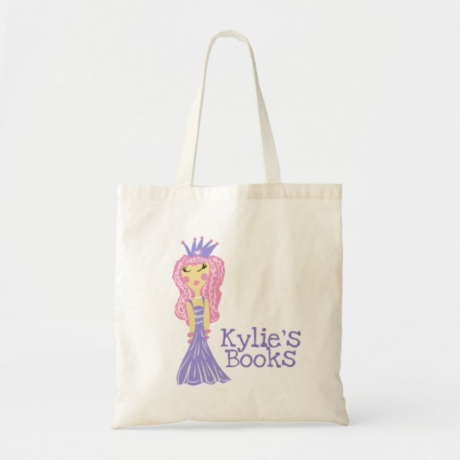Barn Prinsessa Lila Rosa Bibliotek Bok Väskor (Framsidan)