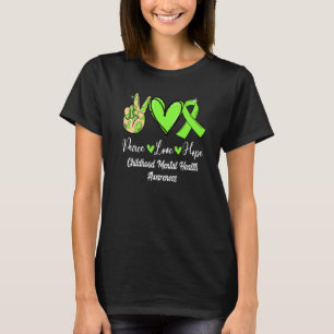 Barn Psykisk Hälsa Fred Kärlek Hopp Limegrön T Shirt