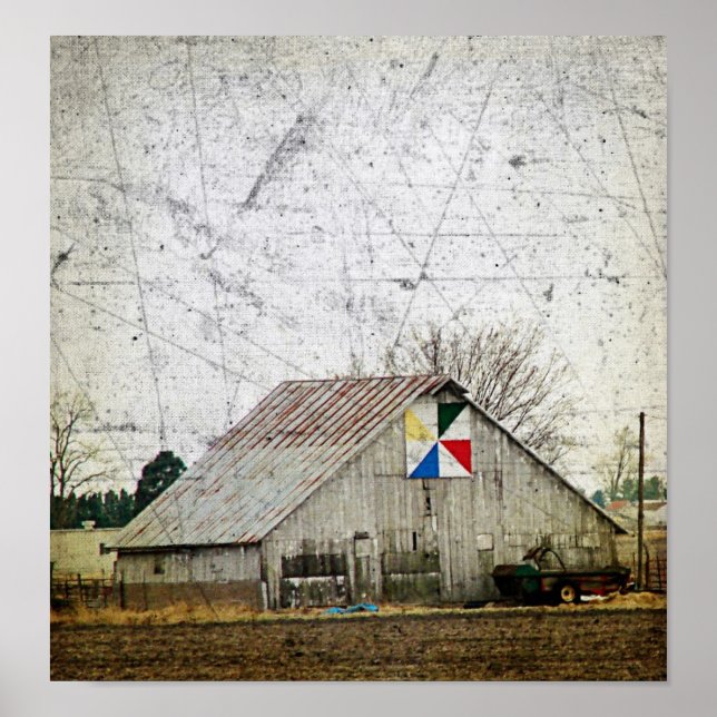 Barn Quilt Grunge Poster (Framsidan)