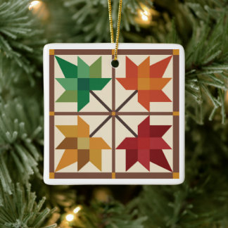 Barn Quilt Maple Löv Ornament