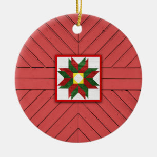 Barn Quilt Star 7 Julgransprydnad Keramik