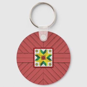 Barn Quilt Star 8 Nyckelring