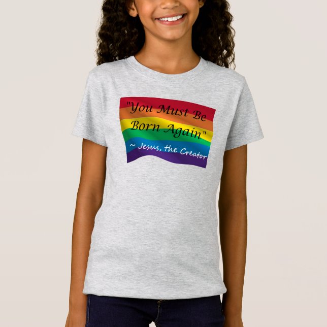 Barn Rainbow Pride Shirt "be Born IGEN"  T Shirt (Framsida)