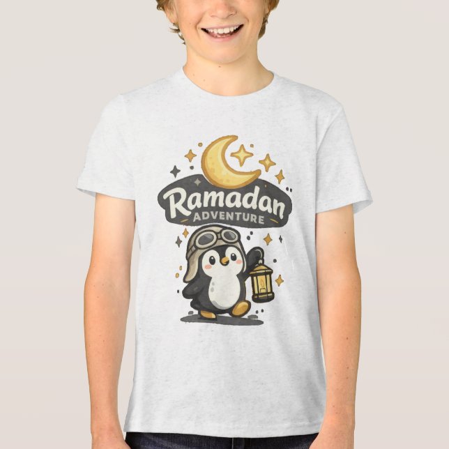 Barn Ramadan Äventyr Pingvin Grafisk T-Shirt (Framsida)