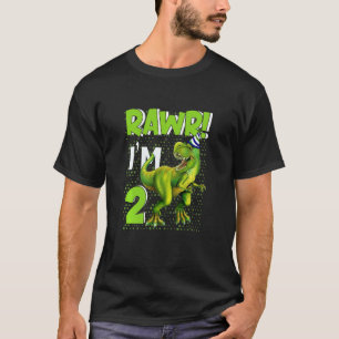 Barn Raw Jag är 2 dagars pojkdosinosaur 2 år gamma T Shirt