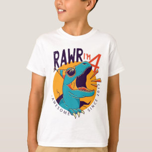 Barn Rawr I är 4:e födelsedagen T Rex Dinosaur G Shirt
