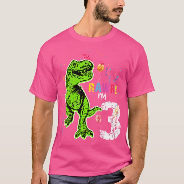 Barn Rawr I M 3 3:e födelsedagsdosinosaur 3 år gam T Shirt (Framsida)