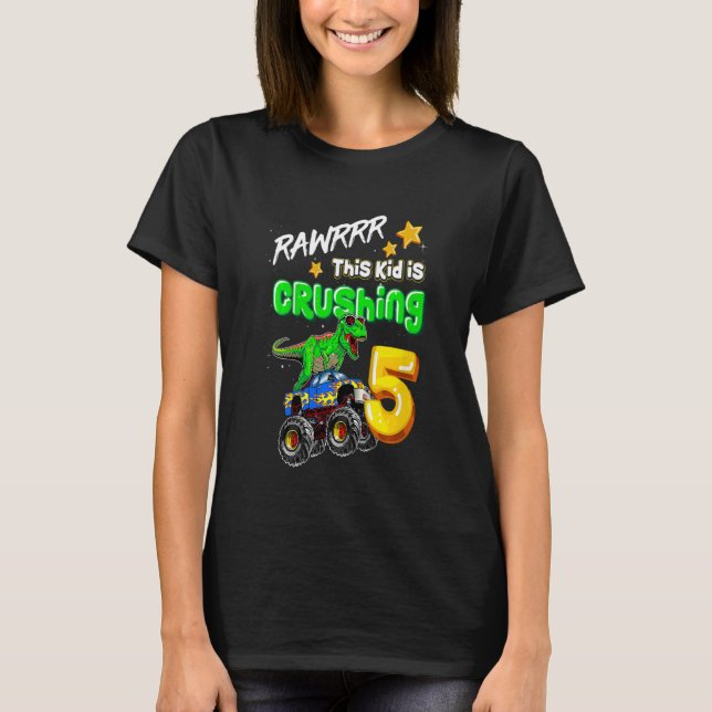 Barn Rawrr den här killen krossar 5 Monster lastbi T Shirt (Framsida)