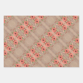 Barn Red and Coral Gift Wrap