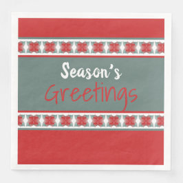 Barn Red and Turcouise Julhälsningar Napkins Pappersservett