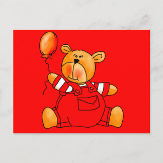 Barn Red Bear Balloals Vykort