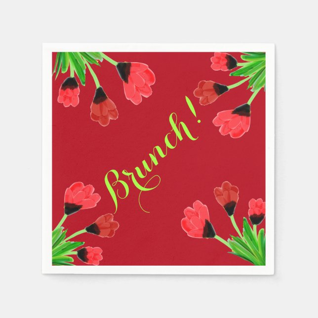 Barn red blommigt designer pappersservett (Framsidan)