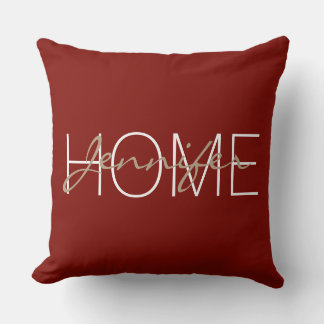 Barn Red färg Home monogram Kudde