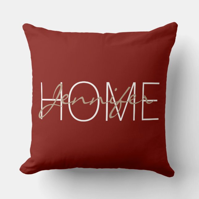 Barn Red färg Home monogram Kudde (Framsida)