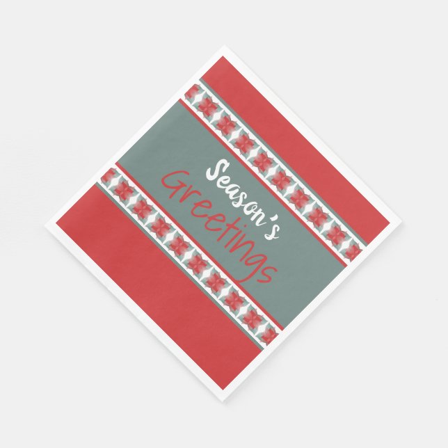 Barn Red Julhälsningar Pappra blöjor med Teal Pappersservett (Hörn)