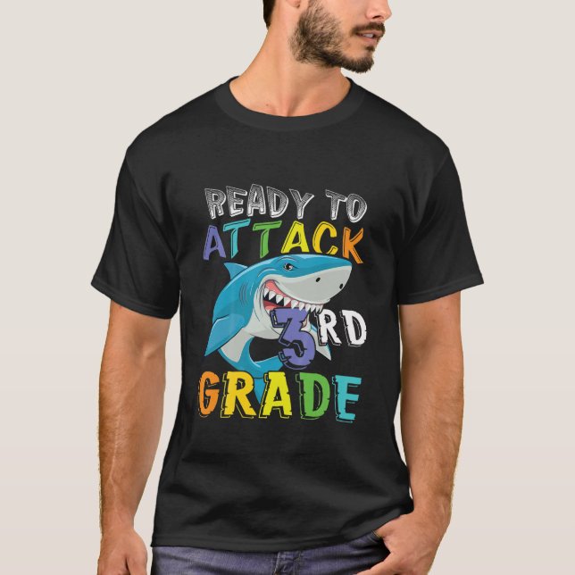 Barn Redo att attackera Klass-haj från 3RD till sk T Shirt (Framsida)