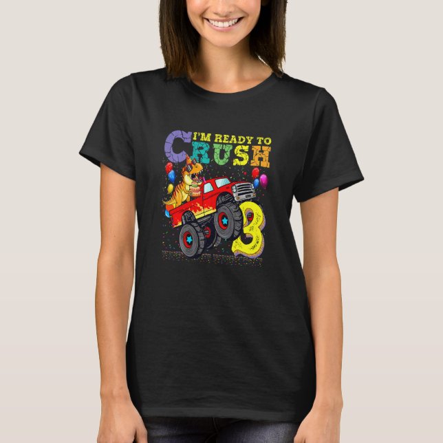 Barn Redo att krossa 3 dinosaur Monster Lastbil 3: T Shirt (Framsida)