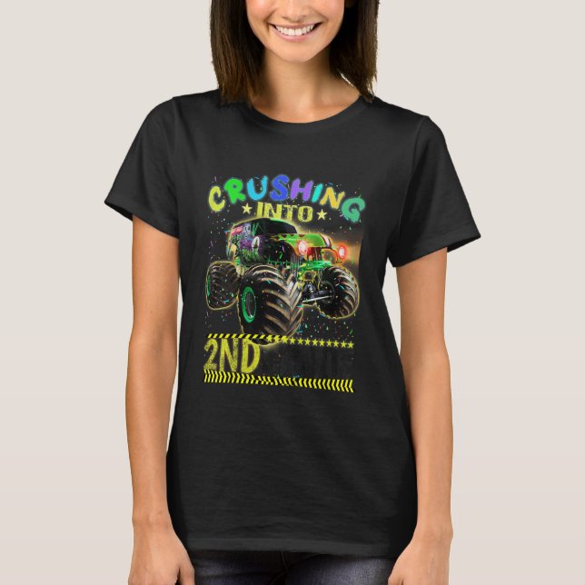 Barn Redo att krossa andra Klass Monster Lastbil a T Shirt (Framsida)