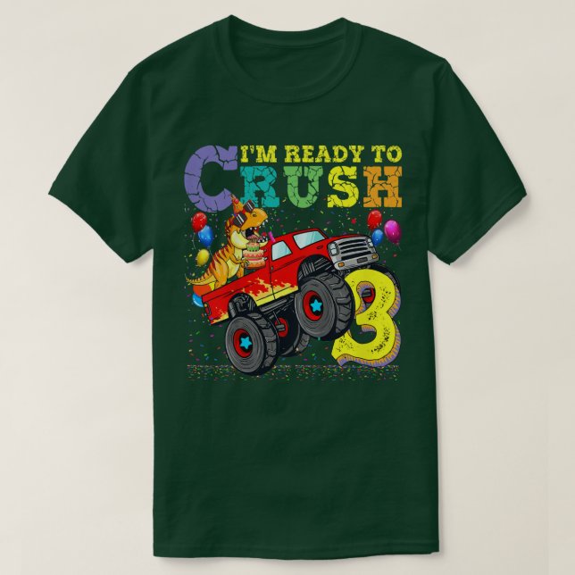Barn Redo till Crush 3 Dinosaur Monster Lastbil 3r T Shirt (Design framsida)