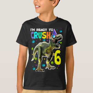 Barn Redo till Crush 6 6e Birthday T Rex Dinosaur Shirt
