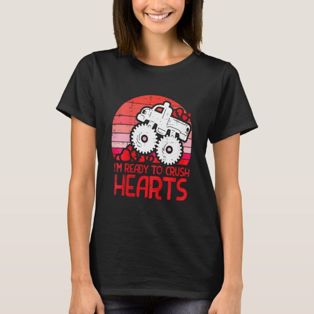 Barn Redo till Crush Hearts Monster Lastbil Småbar T Shirt (Framsida)