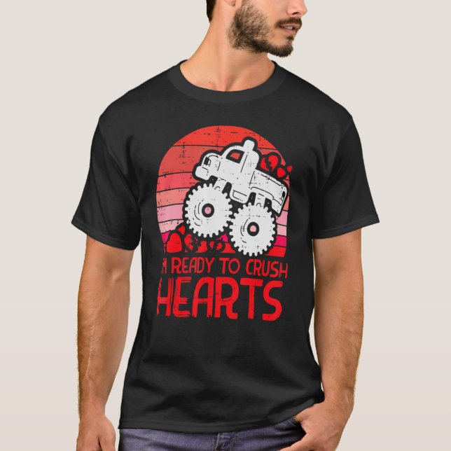 Barn Redo till Crush Hearts Monster Lastbil Småbar T Shirt (Framsida)