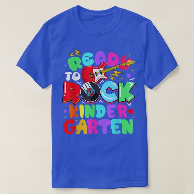 Barn Redo till Sten Kindergarten Guitar tillbaka t T Shirt (Design framsida)