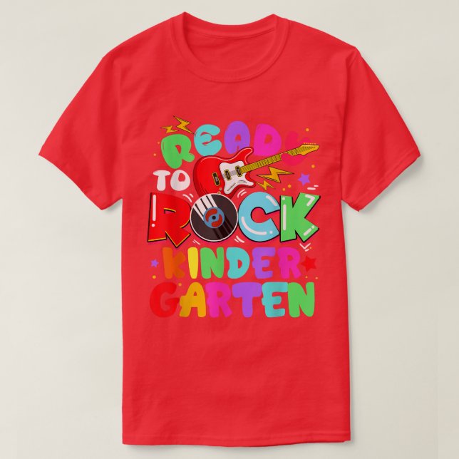 Barn Redo till Sten Kindergarten Guitar tillbaka t T Shirt (Design framsida)