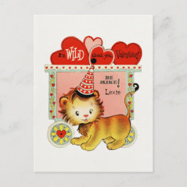 Barn Retro Circus Lejon Valentine Vykort