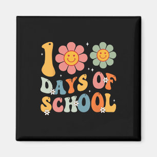 Barn Retro Groovy 100 dagar Lycklig 100 Scho-dagen Magnet
