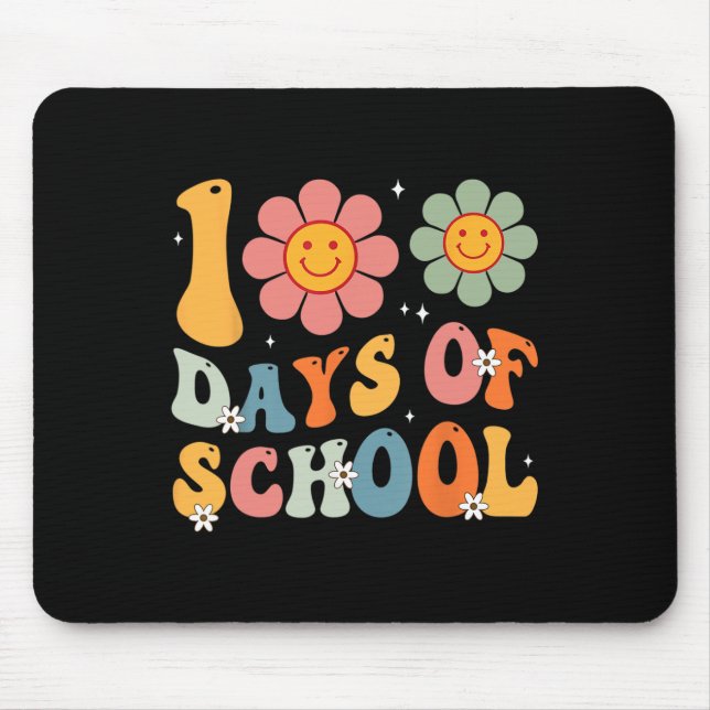 Barn Retro Groovy 100 dagar Lycklig 100 Scho-dagen Musmatta (Framsidan)