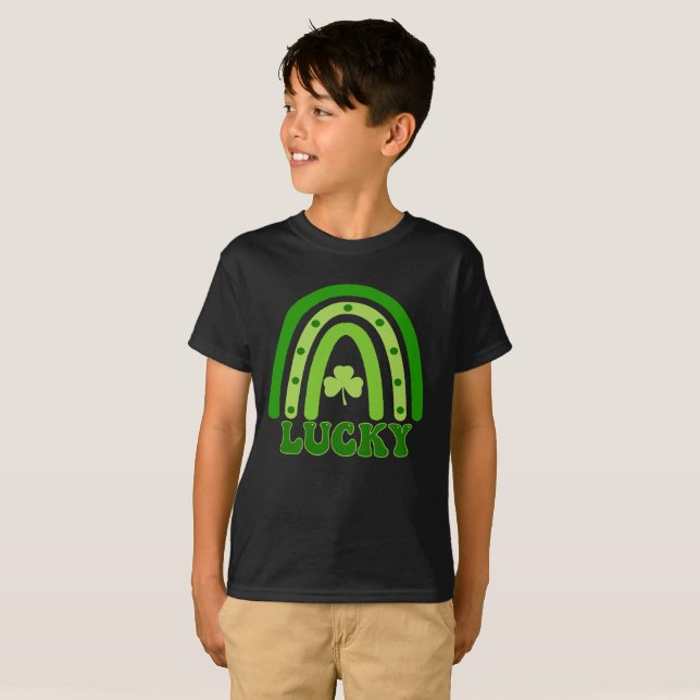 Barn Retro Lucky Rainbow St. Patrick’s  T Shirt (Hel framsida)