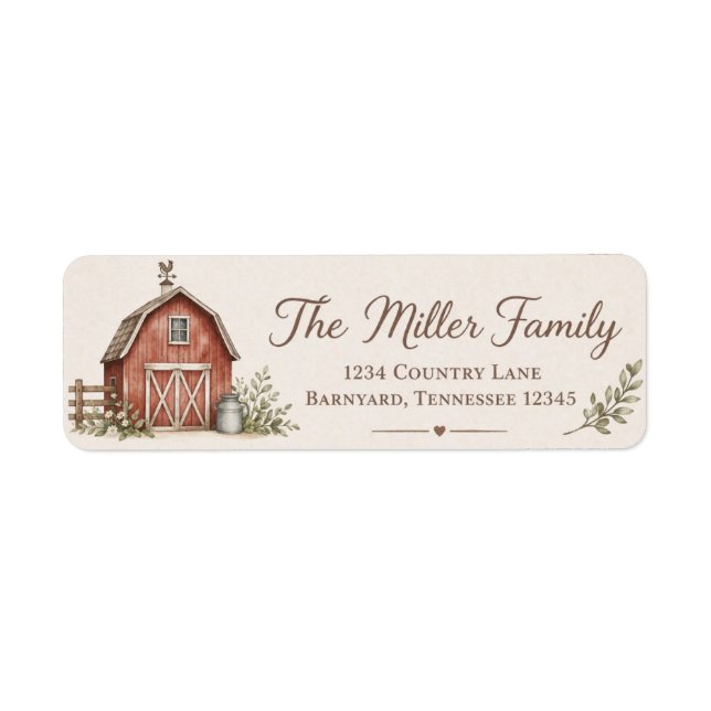 Barn Return Address Label Returadress Etikett (Framsidan)