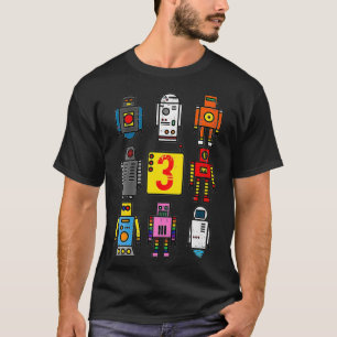 Barn Robot 3:e födelsedagen Retro Robotics med num T Shirt