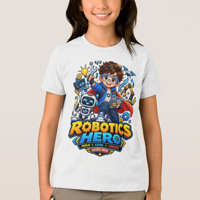 Barn Robotik Hjälte STEM Robot T-Shirt (Framsida)