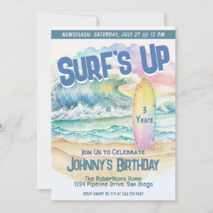 Barn Roligt Beach Party Surfa Birthday-inbjudan Inbjudningar
