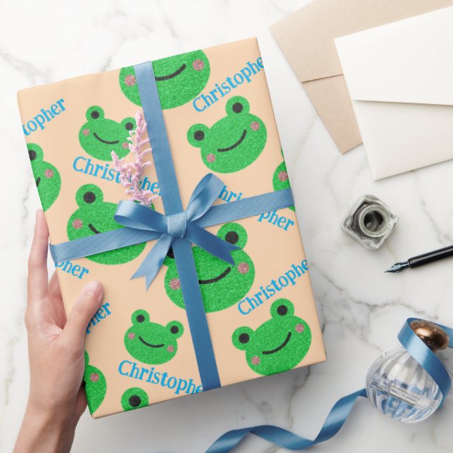 Barn Roligt Birthday Grönt Frog Presentpapper (Gifting)